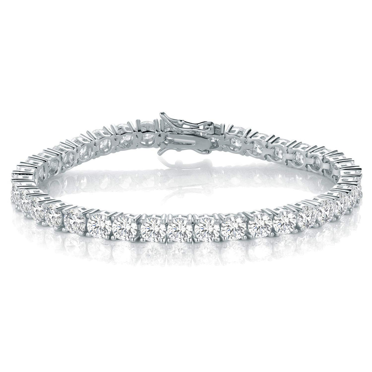 Gemsme 4.0MM Tennis Bracelets for Women - 18K White Gold Plated 4mm Round Cut Cubic Zirconia Classic Tennis Bracelet for Women/Men,Size 6/6.5/7/7.5/8/8.5 inch